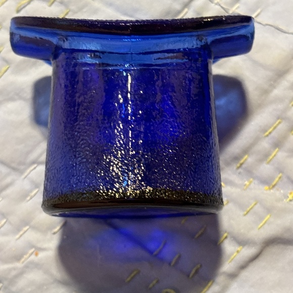 Vintage 1950's Cobalt Blue Glass Top Hat Ashtray Tobacco Toothpick MCM - Picture 3 of 8